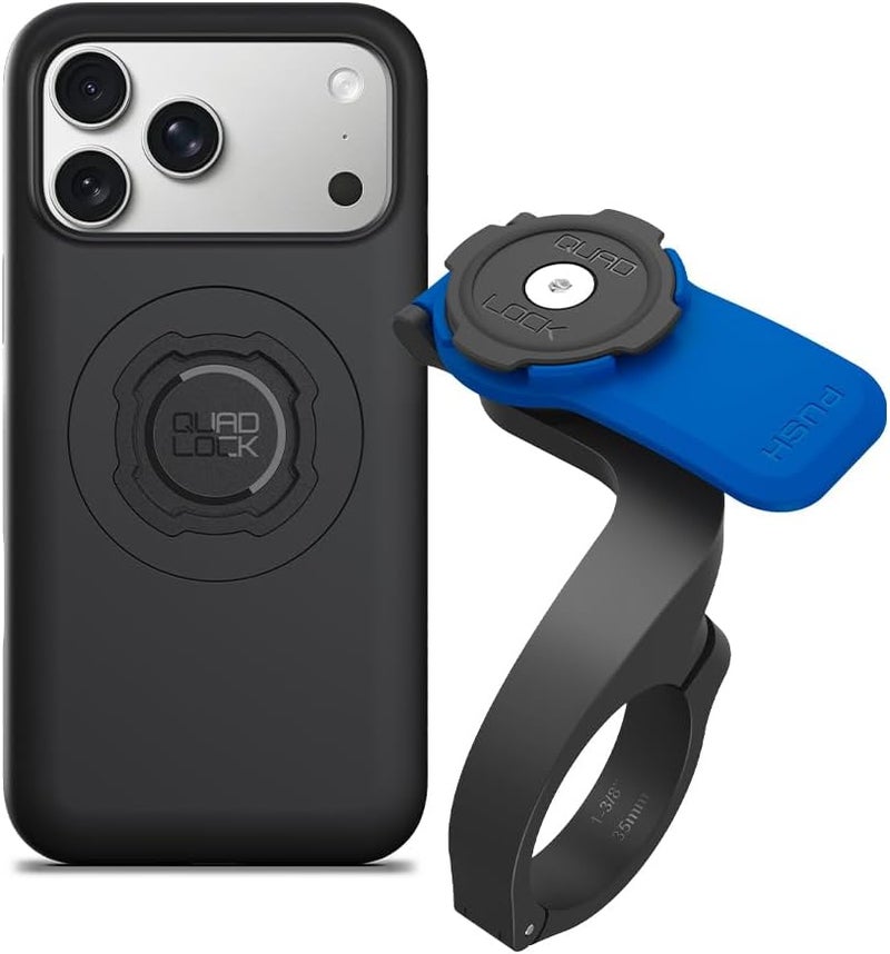 QUAD LOCK Out Front Handlebar Bike Phone Mount (V3) with MAG Phone Case for iPhone 17 Pro Max - Image 1